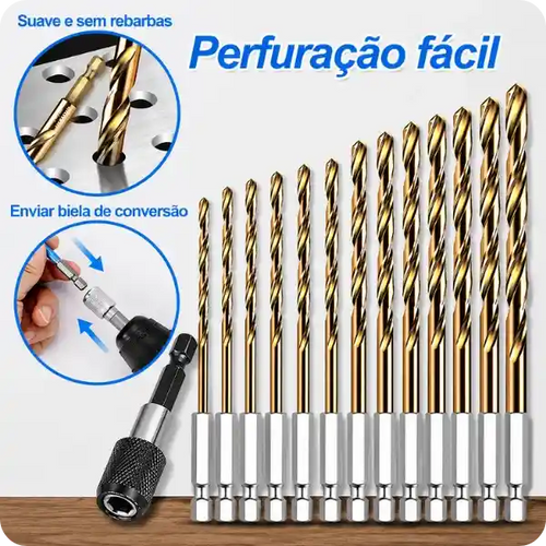Kit de Brocas Helicoidais Titânio [Compre 10 Leve 13]