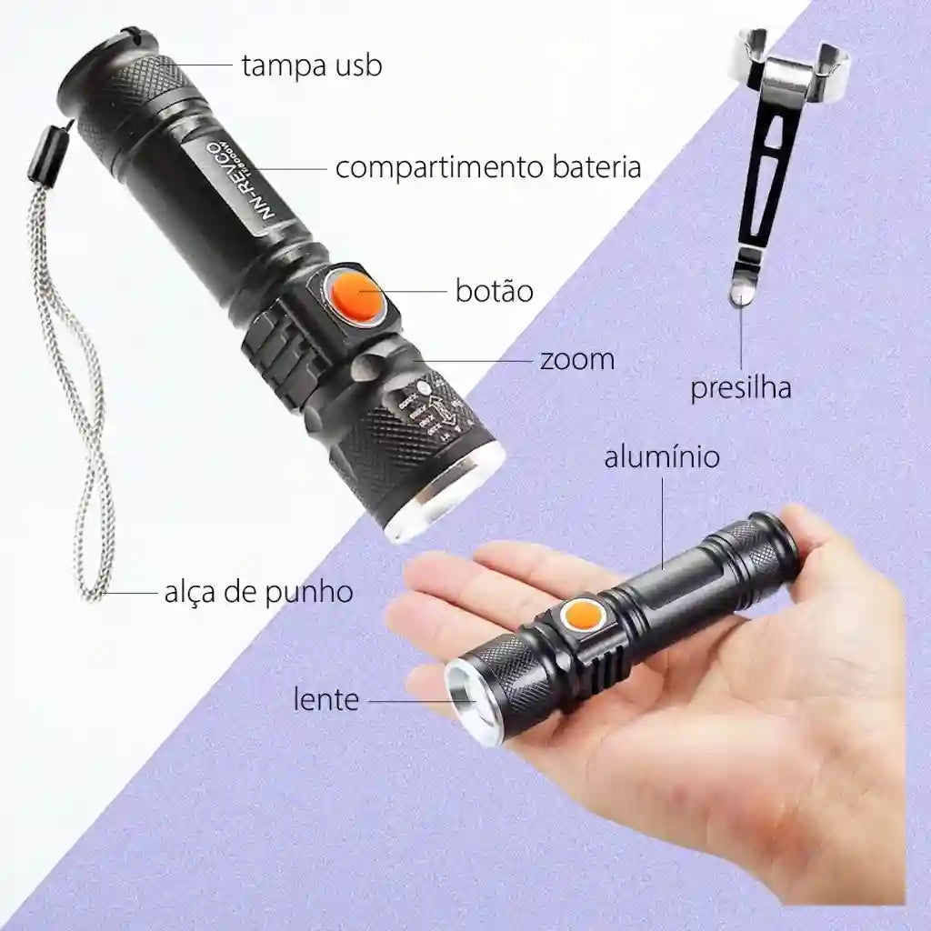 Lanterna UV-Elite Detecta Escorpião - Recarregável USB