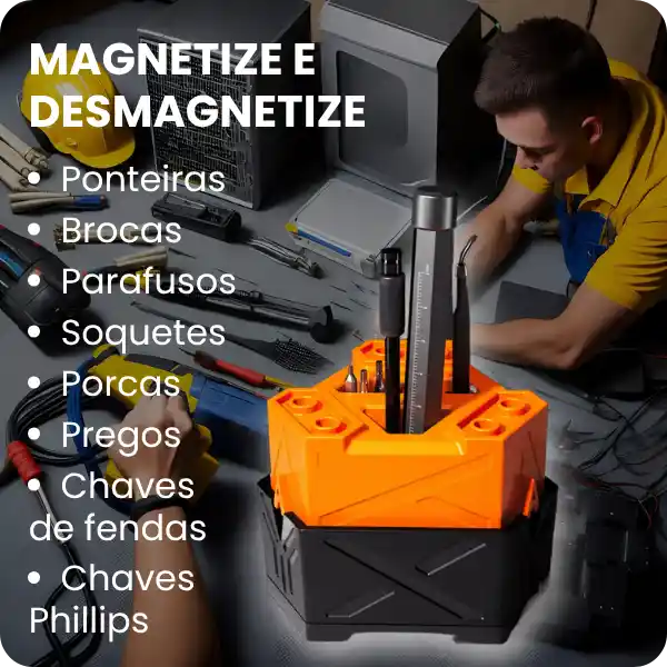 Magnetizador e Desmagnetizador de Ferramentas - Bits, Chaves, Brocas e Ponteiras
