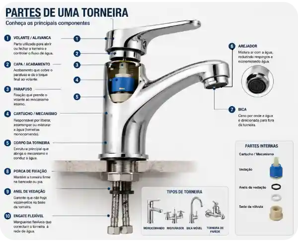 Chave de Reparo de Torneiras - 6 em 1