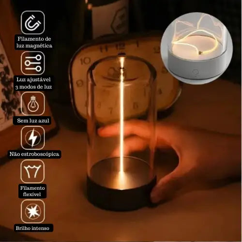 Lâmpada Magnética Led - Recarregável, Interativa e Sem fio